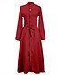 baratos Vestidos de renda branca-Mulheres Vestido branco Vestido Longo Cordões Botão Encontro Férias Roupa de rua Maxi Colarinho Chinês Manga Longa Preto Branco Vermelho Cor