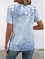 baratos T-Shirts de mulher-Mulheres Camiseta Floral Diário à moda Casual Manga Curta Gola Redonda Azul Verão