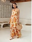 cheap Print Casual Dress-Chiffon Floral Print Swing Maxi Dress