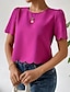 abordables Tops básicos de mujer-Camisa Blusa Mujer Rosa polvorienta Azul Piscina Naranja Plano Sexy Calle Diario Moda Escote Redondo Ajuste regular S