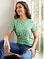billige T-skjorter til kvinner-Dame T skjorte Grafisk Trykt mønster Daglig Helg Mote Kortermet Crew-hals Grønn Sommer