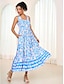 Χαμηλού Κόστους Print Φορέματα-Γυναικεία Πλεκτό φόρεμα Φόρεμα ριχτό από τη μέση και κάτω Φλοράλ Στάμπα Λαιμόκοψη U Μακρύ Φόρεμα Μάξι Φόρεμα Βοημία Χαβανέζα Ημερομηνία Διακοπές Αμάνικο Καλοκαίρι Άνοιξη