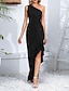 abordables robes unies-Robe élégante Femme Robe Maxi Asymétrique Vacances Décontractées Une Epaule Sans Manches Standard Noir Rouge S M L XL