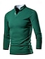 baratos polo clássico-Homens Camiseta pólo de golfe Casual Colarinho Chinês Com Recorte Manga Longa Básico Côr Sólida Tecido Simples Primavera Outono Normal Preto Branco Vermelho Verde Cinzento Camiseta