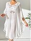 baratos Vestidos de renda branca-Mulheres Minivestido Vestido branco Vestido de renda Camisetão Vestido de verão Roupa de rua Básico Casual Férias Rua Feriado Normal Manga 3/4 Gola Redonda Preto Branco Azul Laranja Verão