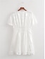 baratos vestidos lisos-Mulheres Vestido branco Minivestido Renda Frufru Férias Praia Roupa de rua Básico Decote V Manga Curta Branco Cor