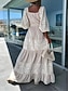 voordelige Witte kanten jurken-Dames Maxi-jurk Witte jurk Casual jurk Swingjurk A lijn jurk Streetwear Maxi Basic Vakantie Straat Feestdagen Normale pasvorm 3/4 mouw Vierkante hals Wit Blozend Roze Paars Abrikoos Zomer