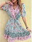 olcso Lezser ruhák-Női hétköznapi ruha A vonalú ruha Virágos Nyomtatott V-alakú Mini ruha Stílusos Etno Napi Randi Rövid ujjú Nyár