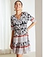 preiswerte Bedruckte Kleider-Damen Casual kleid Sweatkleid Geometrisch Gestuft V Ausschnitt Minikleid Böhmen Verabredung Urlaub Kurzarm Sommer