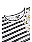 olcso Női pólók-Női Póló Virágos Csíkos Napi Hétvége Nyomtatott Fekete Rövid ujjú Divat Terített nyak Nyár