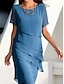 ieftine rochii simple-Pentru femei Rochie de lucru Rochie teacă Rochii din Șifon Modă Rochii Midi Multistratificat Stil Nautic Manșon scurt Simplu Potrivire Largă Roșu Vin Albastru piscină Trifoi Vară Primăvară S M L XL
