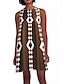 voordelige Jurken met print-Dames Zonnejurk Geometrisch Afdrukken Strakke ronde hals Mini-jurk Elegant Feest Dagelijks Zomer