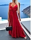 cheap Plain Dresses-Women&#039;s Casual Dress Maxi Dress Ruffle Date Vacation Streetwear Maxi Strap Sleeveless Black Red Apricot Color
