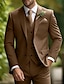 זול חליפות-חליפות נשף גברים זית חליפות חתונה בצבע אחיד 3 חלקים יומי slim fit עם שני כפתורים חד חזה 2024