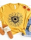 voordelige Dames T-shirts-Dames T-shirt Zonnebloem Afdrukken Vakantie Weekend Modieus Korte mouw Ronde hals Wit Zomer