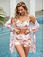 preiswerte Bikini-Sets-Damen Normal Badeanzug Bikinis Bademode 3 Teile Print Graphic Strandbekleidung Push-Up Hosen Badeanzüge