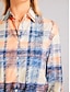 abordables Blusas y camisas de mujer-Mujer Camisa Blusa Plaid Botón Estampado Casual Elegante Vintage Moda Manga Larga Cuello Camisero Naranja Primavera Otoño