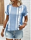 olcso Női pólók-Női Tunika Csíkos Csipke Napi Vakáció Divat Rövid ujjú Terített nyak Medence Nyár