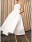 Χαμηλού Κόστους Κοκτέιλ Φορέματα-Γραμμή Α Κοκτέιλ Φορέματα Κομψό Φόρεμα Επισκέπτης γάμου Αποφοίτηση Κάτω από το γόνατο Αμάνικο Στράπλες Stretch Crepe με Χάντρες 2024