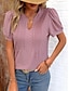 cheap Women&#039;s Blouses &amp; Shirts-Women&#039;s Shirt Blouse Plain Cut Out Daily Casual Short Sleeve V Neck White Summer