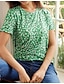 abordables T-shirts Femme-Femme T shirt Tee Graphic Imprimer du quotidien Fin de semaine Mode Manche Courte Col Ras du Cou Vert Eté