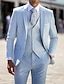 abordables Trajes-Trajes formales de boda para hombre azul gris color sólido 3 piezas ajuste estándar botonadura simple un botón 2024