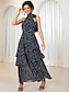cheap Print Dresses-Women&#039;s Chiffon A Line Dress Polka Dot Layered Halter Neck Maxi Dress Elegant Party Date Sleeveless Summer