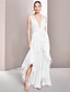 cheap Prom Dresses-A-Line Elegant Wedding Guest Dress Ruched Prom Dresses Formal Summer Asymmetrical Sleeveless V Neck Chiffon 2024