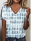 cheap Women&#039;s T-shirts-Women&#039;s T shirt Tee Tie Dye Striped Button Cut Out Print Daily Weekend Fashion Short Sleeve V Neck White Summer
