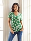 preiswerte T-Shirts für Damen-Damen T Shirt Blumen Bedruckt Täglich Urlaub Hawaiianisch Kurzarm V Ausschnitt Grün Sommer