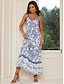 cheap Print Dresses-Women&#039;s Graphic Print Strap Long Dress Maxi Dress Sleeveless Summer