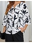 ieftine Bluze &amp; Cămăși Damă-Pentru femei Bluză Floral Buton Niveluri Muncă Zilnic Ieșire Zilnic Stilat Afacere Lungime Manșon 3/4 Stil Nautic În V Alb Vară Primăvară