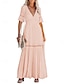 preiswerte schlichte Kleider-Damen Weißes Kleid Maxidress Spitze Patchwork Verabredung Urlaub Elegant Strassenmode V Ausschnitt Kurzarm Weiß Rosa Farbe