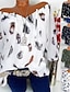 voordelige Damesblouses en -shirts-Dames Overhemd Blouse Chiffon Veer Afdrukken Dagelijks Vakantie Casual 3/4 mouw V-hals Zwart Lente zomer