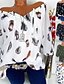 billige Blomstrede bluser-kvinders bohemebluse fjerprint lange ærmer v-hals bindebånd flydende top hvid brun afslappet strand festival slid afslappet pasform forår sommer tøj tøj