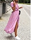 Χαμηλού Κόστους Print Φορέματα-Γυναικεία Καθημερινό φόρεμα Φόρεμα με δέσιμο στα πλάγια Φόρεμα σε γραμμή Α Φλοράλ Στάμπα Λαιμόκοψη V Μακρύ Φόρεμα Μάξι Φόρεμα Στυλάτο Καθημερινό Καθημερινά Διακοπές Κοντομάνικο Καλοκαίρι