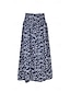 cheap Midi Skirts-Women&#039;s Skirt A Line Midi Skirts Print Split Ends Floral Casual Daily Weekend Summer Polyester Fashion Casual Navy Blue