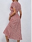 זול שמלות עם הדפס-בגדי ריקוד נשים שמלת קז&#039;ואל שמלה משוחררת שמלת מעטפת פרחוני קפלים דפוס צווארון V שמלת מידי מסוגנן יום יומי יומי פגישה (דייט) שרוולים קצרים קיץ