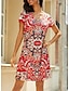 abordables Robes à motifs-Femme Robe casual Floral Imprimer Col V Mini robe du quotidien Vacances Manche Courte Eté Printemps