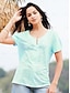 baratos T-Shirts de mulher-Mulheres Camiseta Camisa Henley Blusa Tecido Casual Botão Com Corte Rosa Manga Curta Básico Decote V