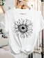 preiswerte T-Shirts für Damen-Damen T Shirt Bühnenlicht vielfarbig Bedruckt Urlaub Wochenende Modisch Kurzarm Rundhalsausschnitt Weiß Sommer