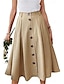 cheap Midi Skirts-Women&#039;s Skirt A Line Swing Midi Skirts Pocket Solid Colored Casual Daily Weekend Summer Polyester Fashion Casual Apricot Black Pink Khaki