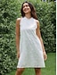 cheap Plain Dresses-Women&#039;s Lace Dress Mini Dress Lace Patchwork Streetwear Crew Neck White Color