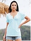 cheap Women&#039;s T-shirts-Women&#039;s T shirt Tee Henley Shirt Blouse Plain Button Cut Out Casual Basic Short Sleeve V Neck Pink