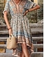 Χαμηλού Κόστους Print Φορέματα-Γυναικεία Καθημερινό φόρεμα Φόρεμα ριχτό από τη μέση και κάτω Φόρεμα σε γραμμή Α Φλοράλ Στάμπα Ασύμμετρο Λαιμόκοψη V Μίντι φόρεμα Etnic Καθημερινό Καθημερινά Διακοπές Κοντομάνικο Καλοκαίρι