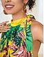 cheap Print Dresses-Women&#039;s Pleated A Line Dress Halter Neck Bouffant Floral Printed Maxi Dress Vacation Hawaiian Summer