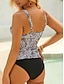 cheap One-piece swimsuits-Women&#039;s Swimwear One Piece Swimsuit Layered for Big Busts Leopard U Neck Elegant Vintage Bathing Suits