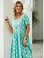 cheap Print Dresses-Women&#039;s Floral Polka Dot Pocket Print Crew Neck Midi Dress Daily Date Short Sleeve Summer Spring