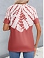 abordables T-shirts Femme-Femme T shirt Tee Tie Dye Imprimer du quotidien Fin de semaine Rétro Vintage Mode Manche Courte Col V Vin Eté