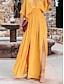 رخيصةأون فساتين عادية-نسائي لباس غير رسمي فستان طويل شيفون بدون ظهر منفصل مواعدة عطلة أناقة الشارع ماكسي V رقبة نصف كم أبيض أصفر أحمر اللون